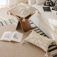 Kualitas grosir gaya Retro Modern warna hitam putih beludru Sofa kantor penutup ritsleting bantal dekoratif tingkat tinggi