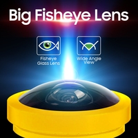 Oeil de poisson doré 18.5mm, type étanche vision nocturne avec niveau IP68, angle de vision de 170 degrés, flash de rétroviseur de voiture