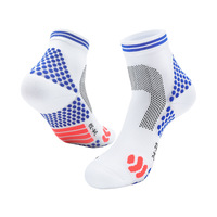 Chaussettes de cheville en polyester et nylon, motif rayé imprimé numériquement, évacuation de l'humidité, maille respirante, pour la course, automne, avec bordure renforcée