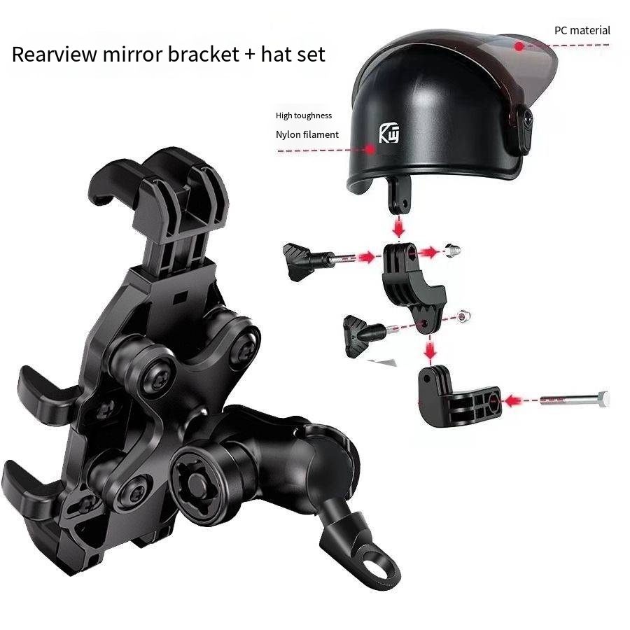 Rearview Mirror Mount Antitheft Shock Absorption Sun Visor black