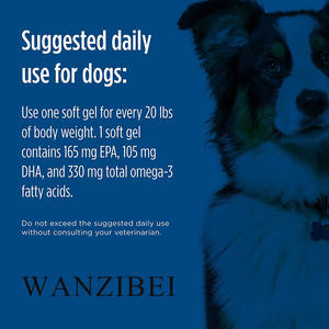 WANZIBEI Óleo de peixe Omega-3s EPA DHA Suplemento para Casaco de Pele de Cachorro Suporte a Triglicerídeos Cardíacos Saúde Geral Pet <span class=keywords><strong>Food</strong></span> - Product Image 4