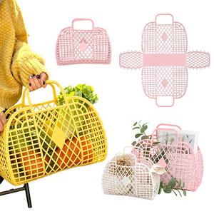 Handheld Eco-Friendly Multifunction Simplicity PE Plastic Summer Portable Detachable Shopping <strong>Storage</strong> <strong>Basket</strong> - Product Image 1