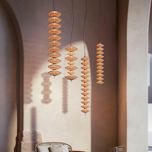 Zen-inspired Rattan Pendant <b>Light</b> 96cm 108cm 216cm Long Six-head Chandelier For Home <b>Dining</b> Room Energy-saving Lamps - Product Image 2