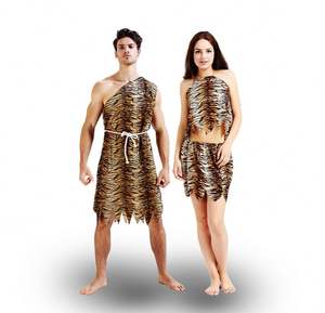 Disfraz de cavernícola de Halloween para adultos para mujeres/hombres, disfraz con estampado de leopardo, mono con cinturón/Tops y falda, Cosplay - Product Image 4