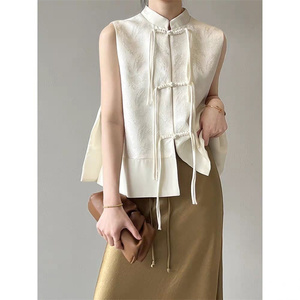 Style chinois <span class=keywords><strong>brodé</strong></span> noeud bouton <span class=keywords><strong>gilet</strong></span> court mode féminine <span class=keywords><strong>gilet</strong></span> court - Product Image 1