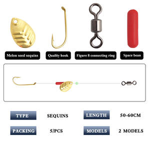 Juego de señuelos giratorios con lentejuelas de semillas de melón para pesca de peces de agua dulce, cebo para pesca de fondo, longitud de la línea de 40 a 60 cm - Product Image 5