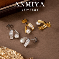Pendientes clásicos de perlas de joyería de plata 925 para mujeres de negocios con perlas Akoya de 8mm y respaldos seguros