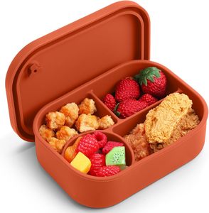 Custom Logo Heatable Simple BPA Free Silicone Food Storage Container <b>Compartment</b> Meal Prep <b>Box</b> Reusable Eco-friendly - Product Image 1