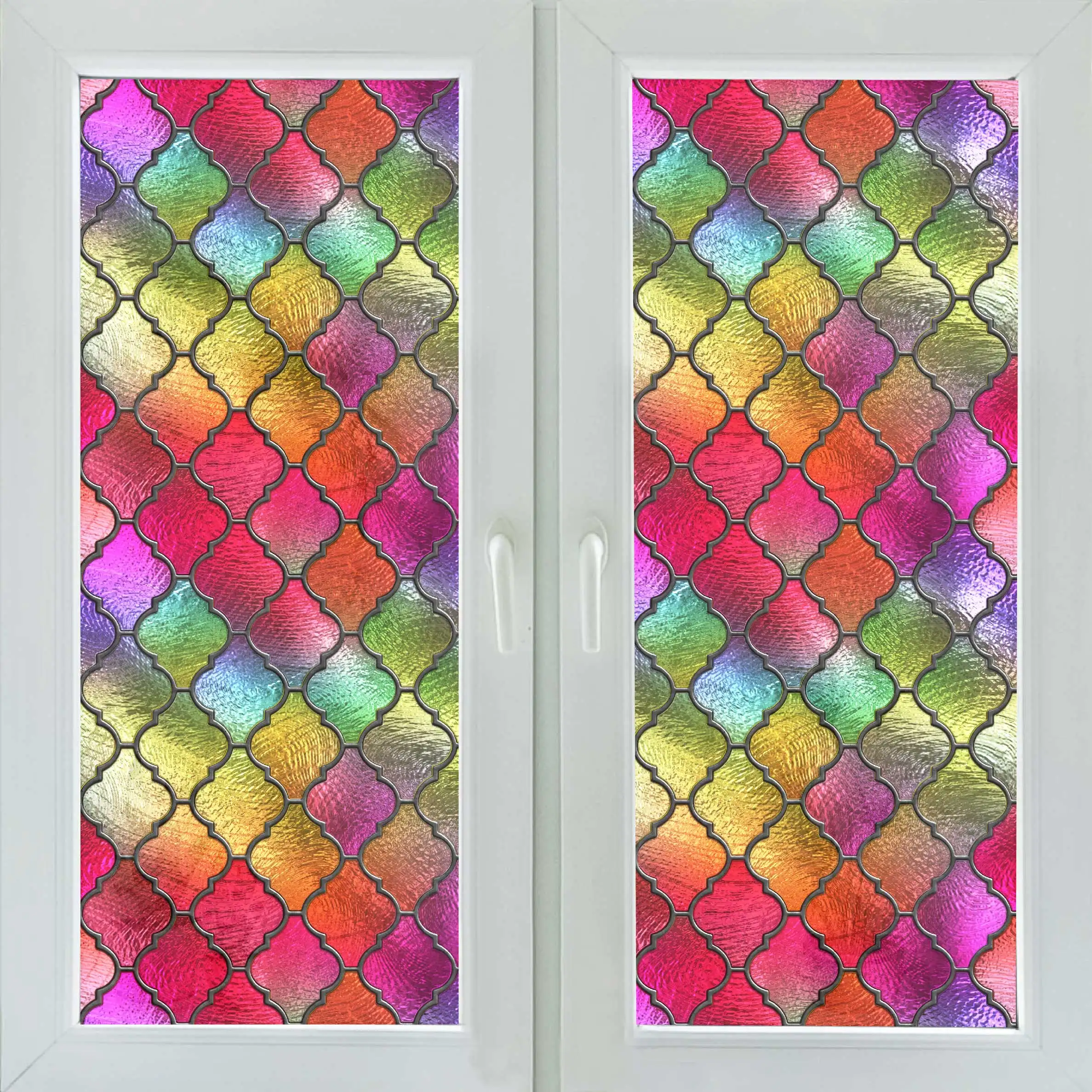 Privacy Static Cling Retro Colorful Stickers Custom Size Stained Glass Window Film Frosted Church Decor Film For Windows