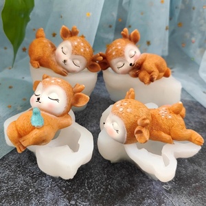 3D Cute Deer Silicone Mold Fondant Chocolate Cupcake Dessert Cake Decorating Tools Sika Deer Shape Kitchen Baking Mould - Product Image 1