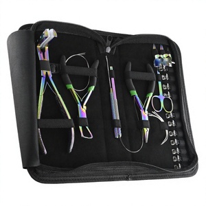 Kit de herramientas para extensiones de cabello, alicates para prensar micro cuentas, alicates de presión de trama, gancho para tirar del cabello, Mini tijera, herramienta para dedos - Product Image 1
