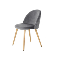 Cuisine moderne romantique salon chaises de salle à manger rembourrées siège coussin en velours bleu clair avec pieds en métal finition bois