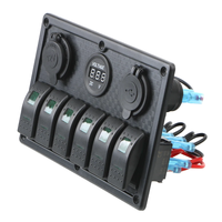 Panneau de commutation 24V 12V à 6 boutons avec voltmètre numérique, testeur, chargeurs USB 3.0, interrupteur à bascule, adaptateur d'alimentation pour voiture, bateau, caravane