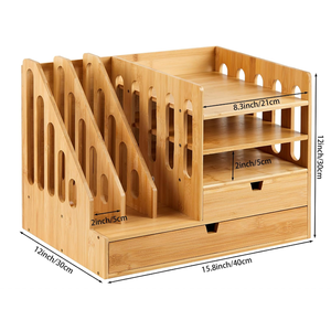 رف خشبي متعدد الوظائف لتخزين حطام المكتب منظم حديث مكتب تخزين رف خشبي من الخيزران - Product Image 6