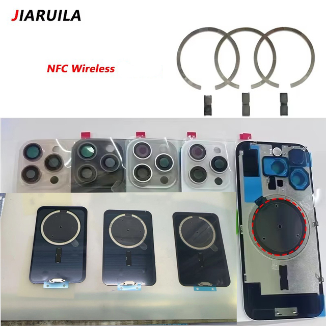 Mobile Phone Battery Cover Housing for iPhone 17 17 Pro Max 16 15 14 Pro Max Back Glass With NFC & Magnet Wireless Repair Parts