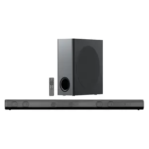 Soundbar gaming 2.1 saluran, speaker tv berkabel, soundbar ramping dengan subwoofer mini untuk teater rumah tv