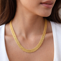 Collier en chaîne à mailles larges et plates en acier inoxydable, collier ras du cou tressé à maillons apparents