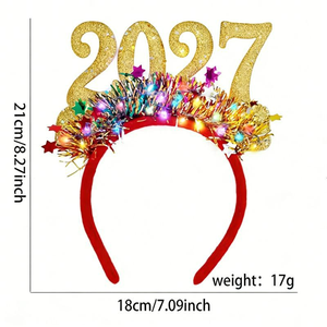 Fascia per Capodanno con Display Digitale LED Stile 2027, '<span class=keywords><strong>Felice</strong></span> <span class=keywords><strong>Anno</strong></span> <span class=keywords><strong>Nuovo</strong></span>' <span class=keywords><strong>e</strong></span> 'Buon <span class=keywords><strong>Natale</strong></span>', con Accessori per Foto di Festa - Product Image 3