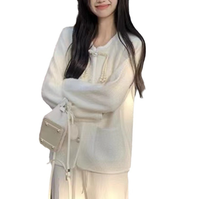 Cardigan en tricot doux imitation fourrure de vison pour femme, style chinois, boutons grenouille, automne-hiver, élégant et nouveau
