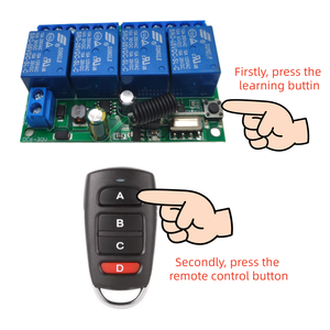Récepteur de relais universel sans fil DC 12V 4CH RF 433mHz 10A, interrupteur à télécommande sans fil, émetteur, ouvre-porte, télécommande de <span class=keywords><strong>garage</strong></span> - Product Image 2