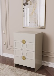 Ensemble de meubles de chambre à coucher élégant en or blanc, lit, miroir, armoire, commode, collection de meubles contemporains Santino WOODEX - Product Image 2