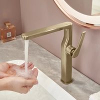 Robinet de lavabo mural moderne en laiton massif chromé à poignée unique, monotrou, certifié NSF, eau chaude et froide, pour maison, hôtel, salle de bain