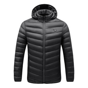 Custom Canvas Letter Pattern Men's <b>Heated</b> <b>USB</b> Windproof Winter Hooded Puffer Jacket - Product Image 6