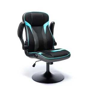 HC Model Baru OEM Kursi Gaming Kain Jala Biru Kursi Gaming Putar Balap dengan Sandaran Tangan Dapat Digerakkan