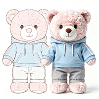 Ours en peluche moelleux avec tenue tendance : sweat à capuche bleu ciel et pantalon gris – Ours en peluche personnalisé
