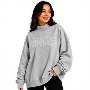 Sweat-shirt personnalisé pour femme, surdimensionné, réversible, gris, col montant, respirant, écologique, brodé, toutes saisons - Product Image 1