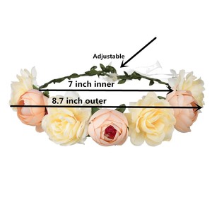 Couronne <span class=keywords><strong>de</strong></span> fleurs artificielles multicolores populaire pour mariage, accessoires <span class=keywords><strong>de</strong></span> cheveux, serre-tête rose pour femme, bandeaux <span class=keywords><strong>de</strong></span> mariée, couronne florale - Product Image 5