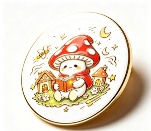 Pin de metal esmaltado con diseño de hongo redondo de dibujos animados, insignia artesanal, regalo de fantasía, decoración - Product Image 4