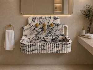 Vente en gros usine : Lavabo de salle de bain moderne en marbre, vasque de comptoir, cuvette de lavabo, articles sanitaires de luxe pour la maison - Product Image 1