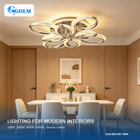 Plafonnier LED moderne pour cuisine, 180W, anneau rond, SMD2835, en fer, télécommande, trois couleurs CCT
