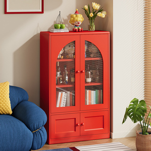 Steel Living Room Cabinet with Tempered Glass Door and Cabinets Multi-Functional <strong>Side</strong> <strong>Unit</strong> - Product Image 1