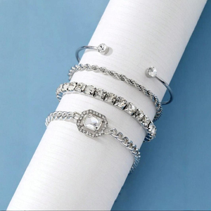 4 Pieces/Set Light Luxury Simple Design Geometric Chain <b>Bracelet</b> Personalized Women's Alloy <b>Bracelets</b> Fashionable Jewelry - Product Image 3