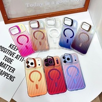 Nouvelle coque de téléphone magnétique à rayures effet peau avec support d'objectif, protection pour iPhone 18 Pro Max, 18 Pro, 17, 16, 15 – Luxe Minimaliste