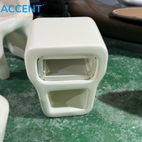 Mesita de Noche Retro Estilo Espacial, Mesa Auxiliar Moldeada en FRP, Mueble Minimalista Color Crema para Dormitorio, Gabinete de Noche para Hotel Boutique, Ideal para Proyectos