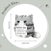 Gato de Ganchillo Positivo al por Mayor, Mini Animal para Regalos, Muñeco Tejido a Mano Inspirador, Regalos Motivacionales de Algodón PP