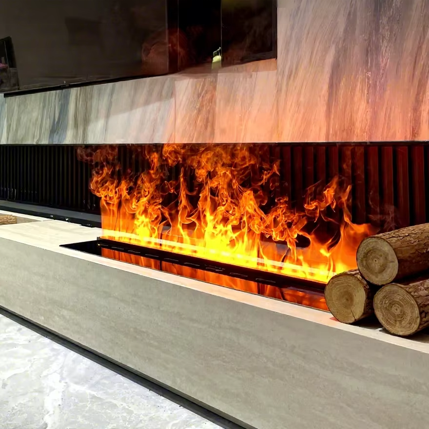 New Design Built-in Stainless Steel Household Living Room & Hotel Decoration App Control Smart Electric Fireplace