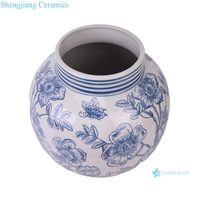 Vase décoratif de table en céramique, style moderne, motif floral bleu et blanc, RXAE-FL23-313