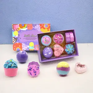 Wholesale custom handmade bath bomb ball kids colorful vegan dried flowers fizzy organic 6pcs bath bomb gift set