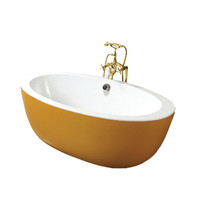Baignoire moderne de luxe en forme de bateau jaune baignoire autoportante baignoire en acrylique