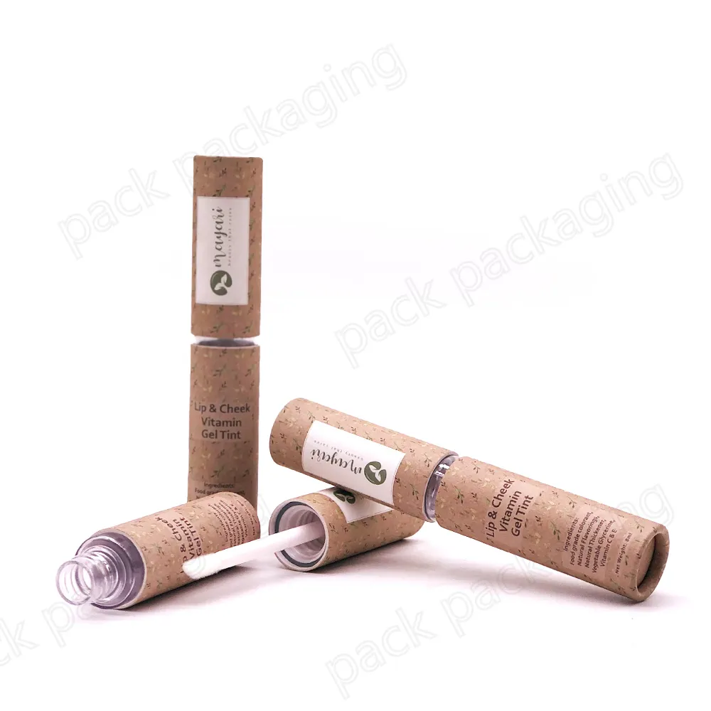 Eco Friendly Cosmetic Paperboard Plastic 3.5ml Mascara Container Lip Gloss Tube with Brush Applicator