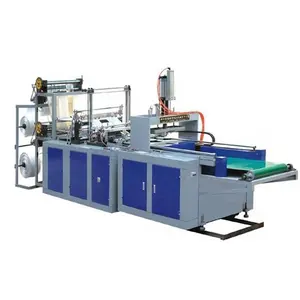 Automatic HDPE/LDPE T-shirt shopping and plastic liner film bag cutting and sealing machine