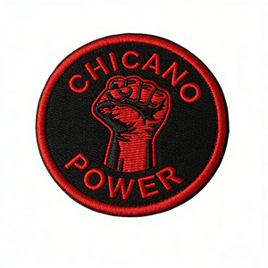 Écusson thermocollant personnalisé 'CHICANO POWER' en tissu brodé, style politique <span class=keywords><strong>mexicain</strong></span>-américain des années 60 et 70, pour chapeaux - Product Image 6