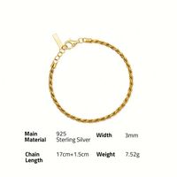 Pulsera Chris April Marvel para Mujer, Plata 925, con Cuerda de Plata