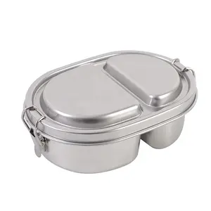 Bento Dozen Rvs Lunch Box Met Twee Compartimenten Bento Lunch Voedsel Container