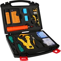 AIRFORCE 12 Kits d'outils professionnels pour réseaux, Pince à sertir RJ45, Testeur de câblage à entrée inférieure, Pince à dénuder 110/88, Connecteurs Cat6, Manchons de protection