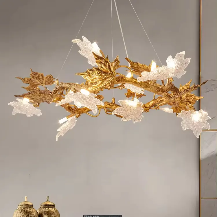 Nuovo stile cinese lascia rami di alluminio Art decoro soggiorno lampada a sospensione lampadario lampada a soffitto